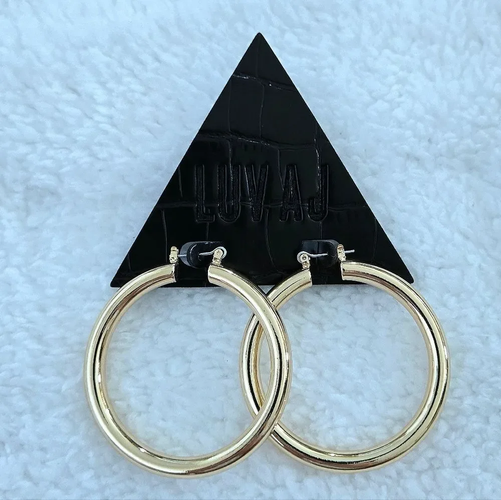 Luv AJ Gold💛 Amalfi Hollow Tube Hoop Earrings - NWT